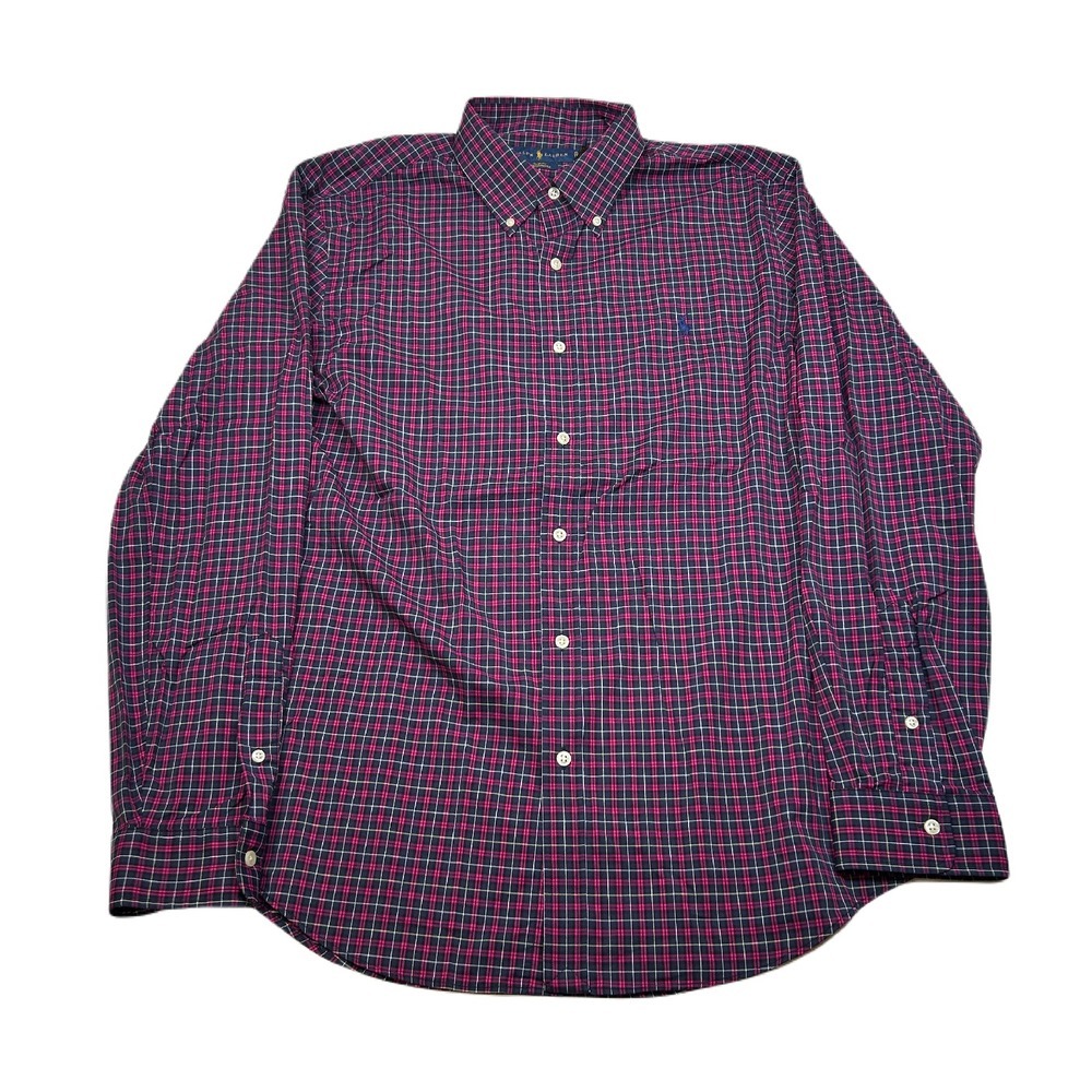 Polo Ralph‎ Lauren Slim Fit Performance Shirt XL Red Plaid Button Down Nylon